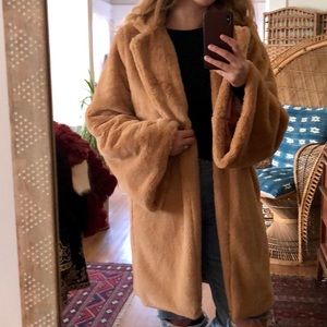 Vagabond Albany Faux-Fur Bell Sleeved Tan Jacket